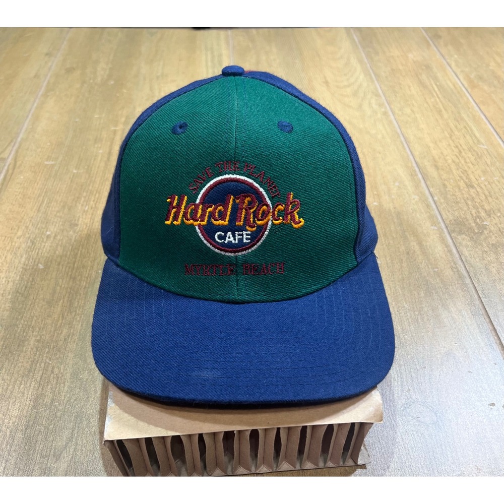 Hard Rock Cafe Myrtle Beach Vintage Colorblock Snapback Hat Green Navy Maroon